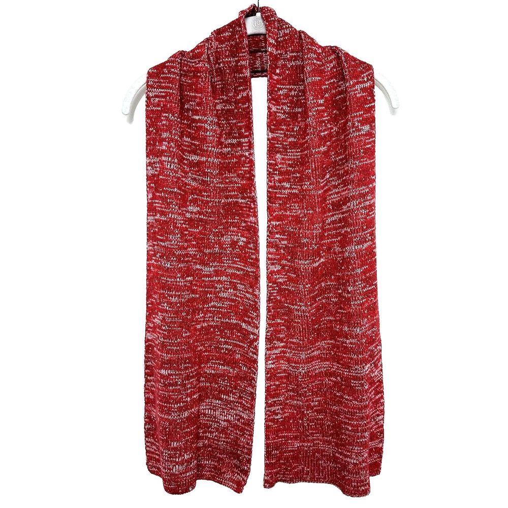 Old Navy Knit Sweater Scarf One Size 64x8 Rectangle Soft Stretch Red White Blend